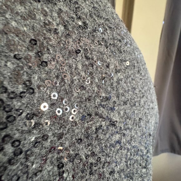 ZARA Womens Long Sleeve Three Button Sequin Knit Coat Gray Size Large - Picture 5 of 7